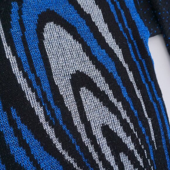 Vintage Ellen-D Kollection Black Blue Silver Knit Shimmer Abstract Sweater S - Picture 8 of 10